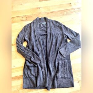 Barefoot Dreams CozyChic Lite Long Weekend Gray Open Cardigan Sweater Size XS